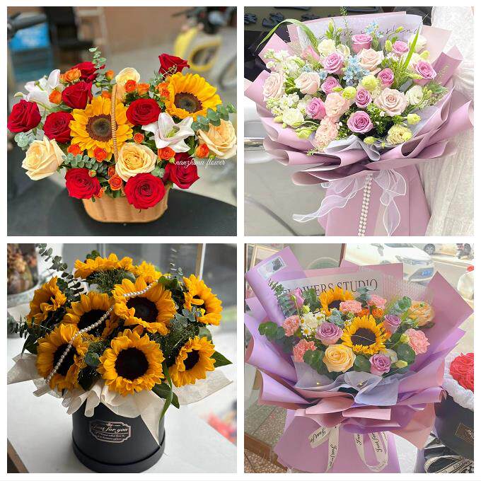 黑龙江省大兴安岭塔河县漠河市同城鲜花店向日葵玫瑰混搭生日花束