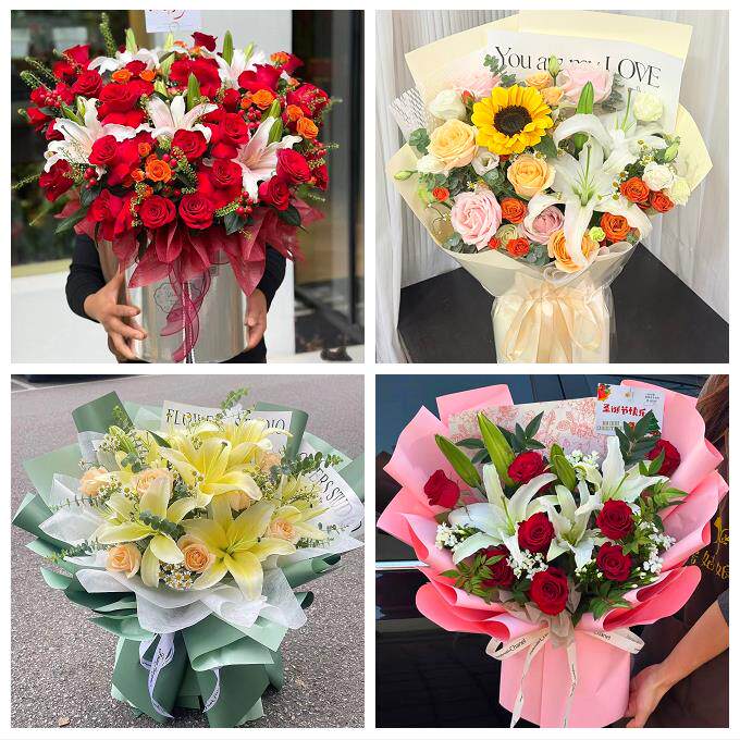 陕西宝鸡市凤翔岐山扶风县陇县同城鲜花店送玫瑰百合花束老婆生日