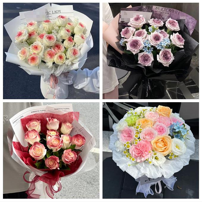 淮北市杜集相山烈山区濉溪县同城鲜花店送卡布碎冰蓝玫瑰生日花束