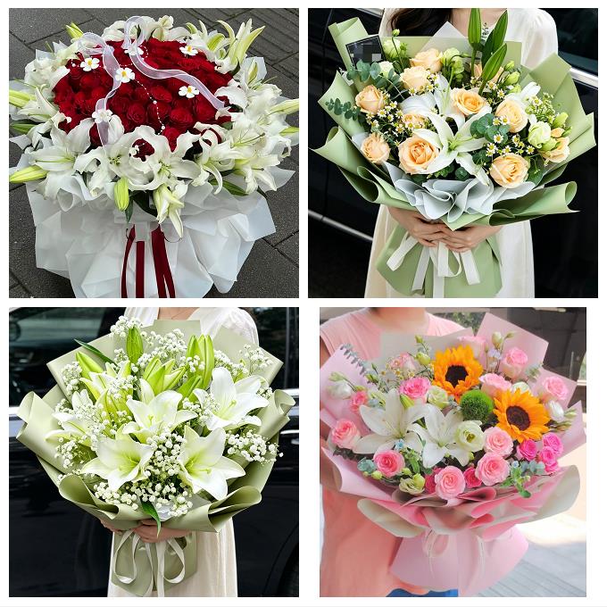 北海市海城银海铁山港区合浦同城鲜花店玫瑰百合花束送老婆女朋友 - 实物图
