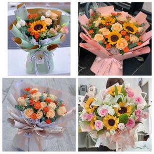 上海市嘉定区马陆徐行镇华亭镇同城鲜花店学生高考向日葵玫瑰花束