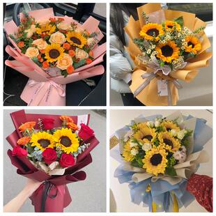 四川成都市锦江青羊金牛武侯区同城鲜花店学生高考向日葵玫瑰花束