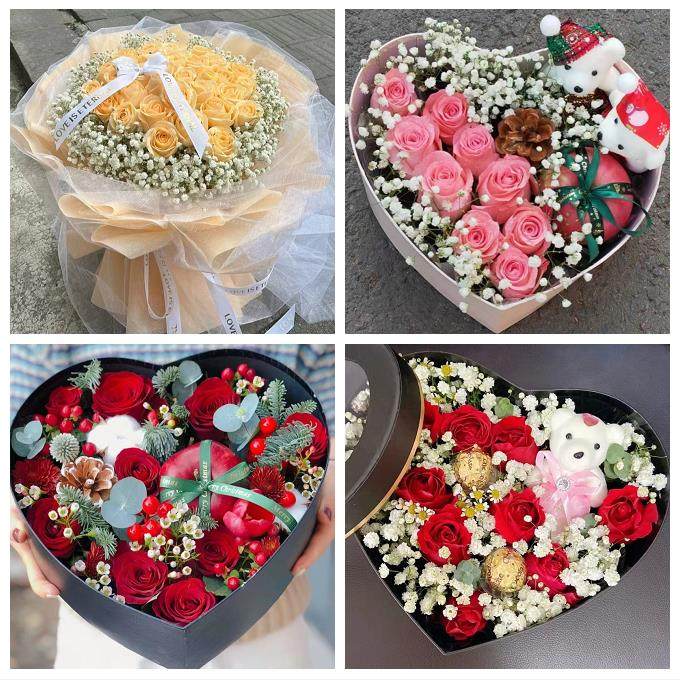 送铜仁市碧江区万山区江口县同城鲜花店平安夜玫瑰礼盒送女友老婆