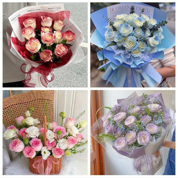 漳州市漳浦诏安长泰县东山县同城鲜花店送卡布碎冰蓝玫瑰生日花束