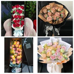 送丽江市古城区玉龙县永胜县同城鲜花店情人节玫瑰花束礼盒送女友
