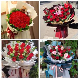 江西吉安市吉水峡江新干永丰县同城鲜花店送11朵33枝玫瑰表白女友