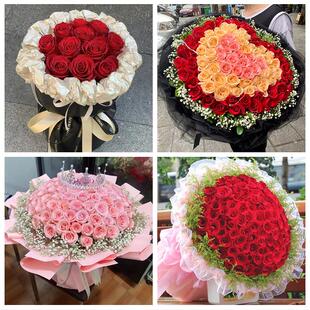 天津市南开区长虹鼓楼兴南街同城鲜花店女神节玫瑰花束送老婆女友