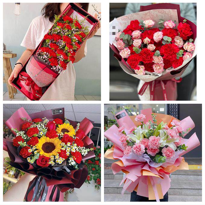 陕西咸阳市彬县长武县旬邑县同城鲜花店38节康乃馨百合花束送长辈