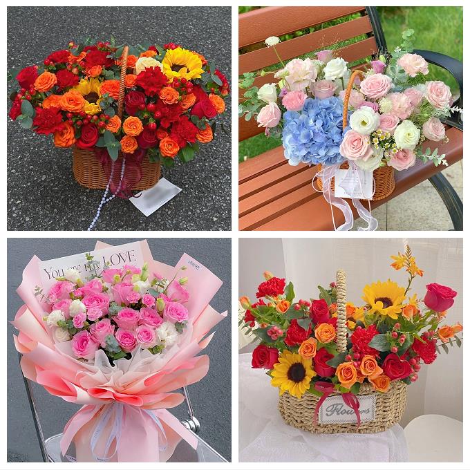 深圳龙岗区布吉坂田南湾平湖同城鲜花店玫瑰混搭花束配送领导女友