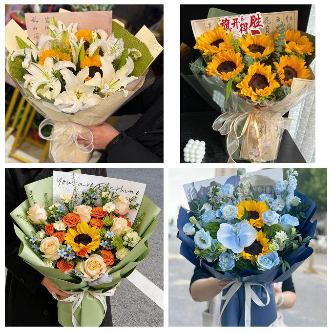 向日葵玫瑰混搭花束送朋友上海市静安区南京西路静安寺同城鲜花店