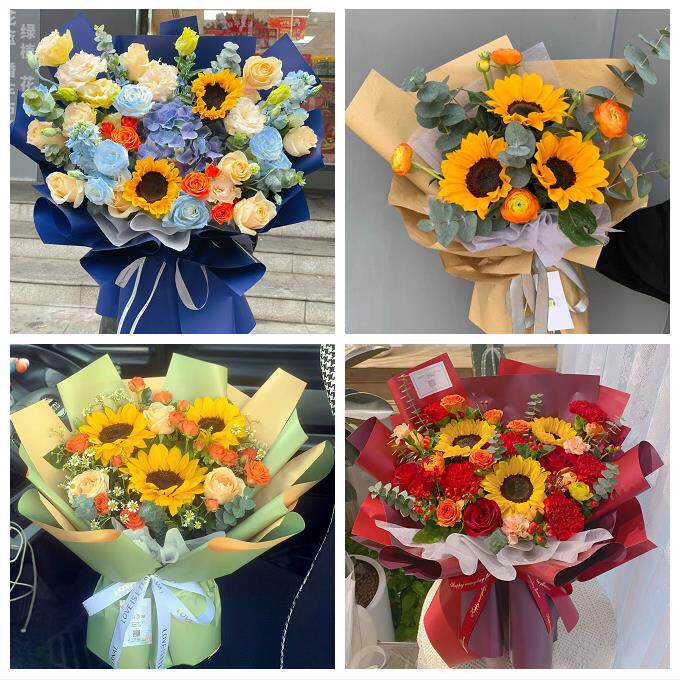 山东临沂市沂南县郯城县沂水县同城鲜花店向日葵玫瑰混搭生日花束