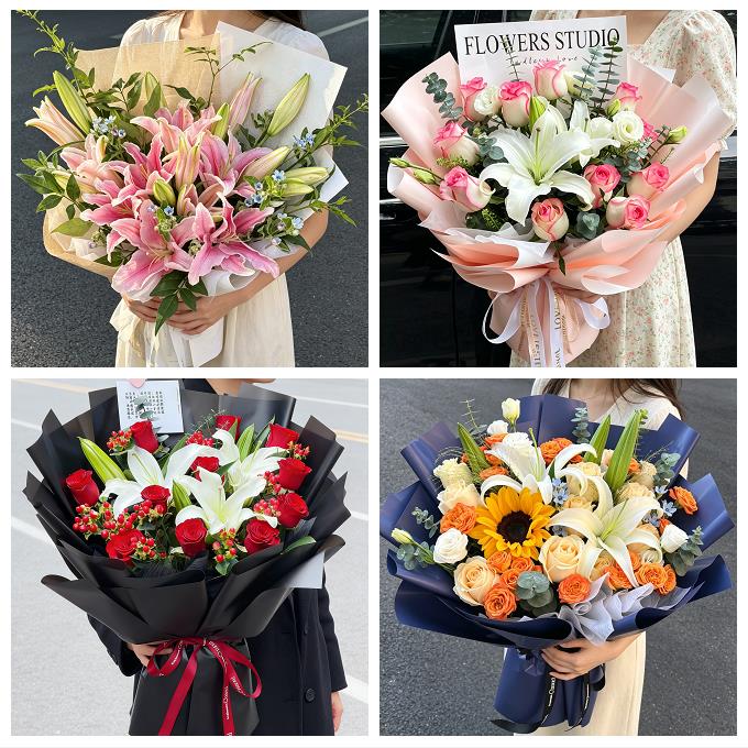 送深圳市光明新区公明龙华镇同城鲜花店玫瑰百合花束送老婆女朋友
