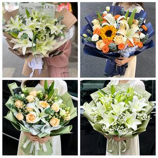 潍坊市临朐昌乐县青州诸城市同城鲜花店玫瑰百合花束送老婆女朋友