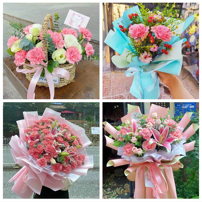 菏泽市巨野郓城县鄄城东明县同城鲜花店38节康乃馨百合花束送长辈