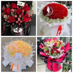 甘肃临夏州永靖县和政积石山县鲜花店同城配送女朋友草莓玫瑰花束