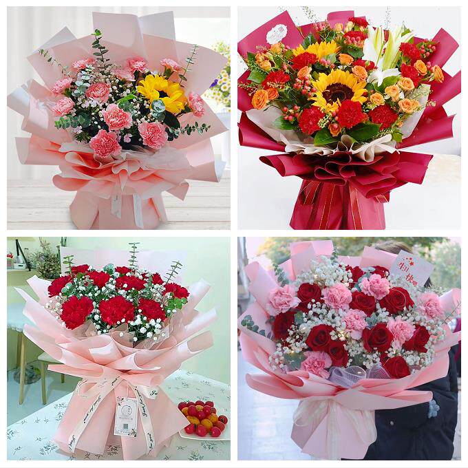 天津南开向阳路嘉陵道王顶堤同城鲜花店康乃馨百合花束送长辈父母