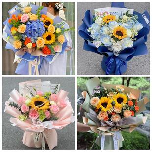 阿图什市喀什市疏勒泽普莎车县同城鲜花店学生高考向日葵玫瑰花束
