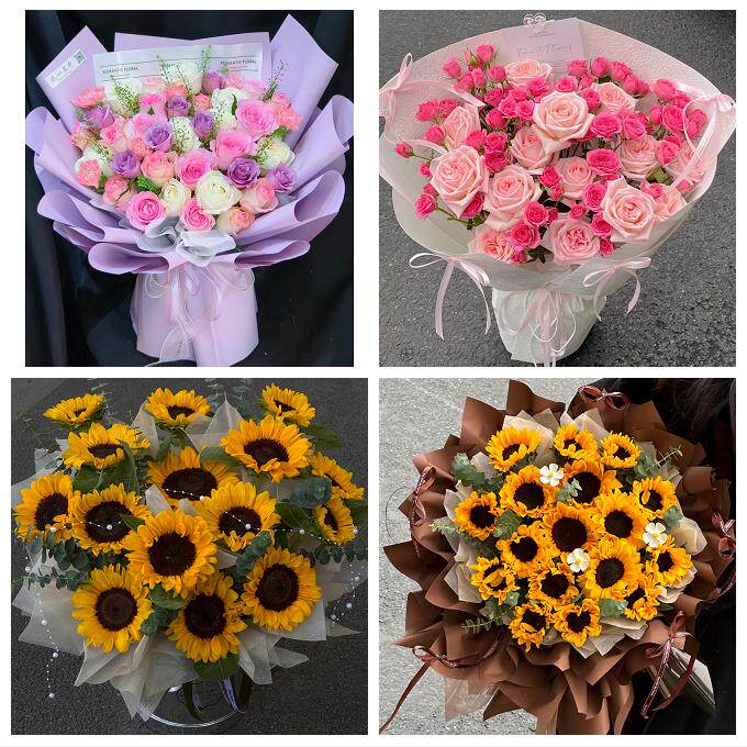 向日葵玫瑰混搭花束送朋友咸阳市秦都杨陵渭城区三原县同城鲜花店