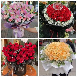 湖南邵阳市隆回县洞口县绥宁县鲜花店同城配送女朋友情人节红玫瑰