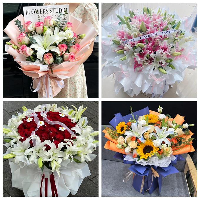 枣庄市台儿庄区山亭区滕州市同城鲜花店玫瑰百合花束送老婆女朋友