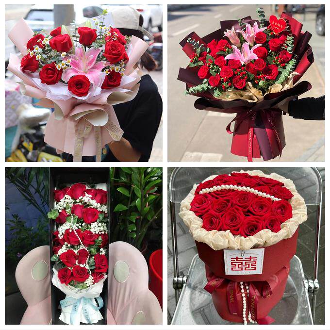衡水市饶阳安平县故城县景县同城鲜花店情人节玫瑰花束礼盒送女友