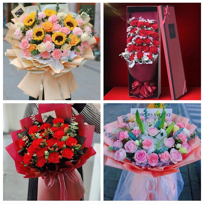 送洛阳市洛宁县伊川县偃师市同城鲜花店配送教师节康乃馨百合花束