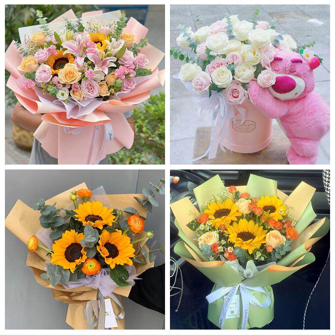 广西桂林市灌阳县龙胜县资源县同城鲜花店向日葵玫瑰混搭生日花束
