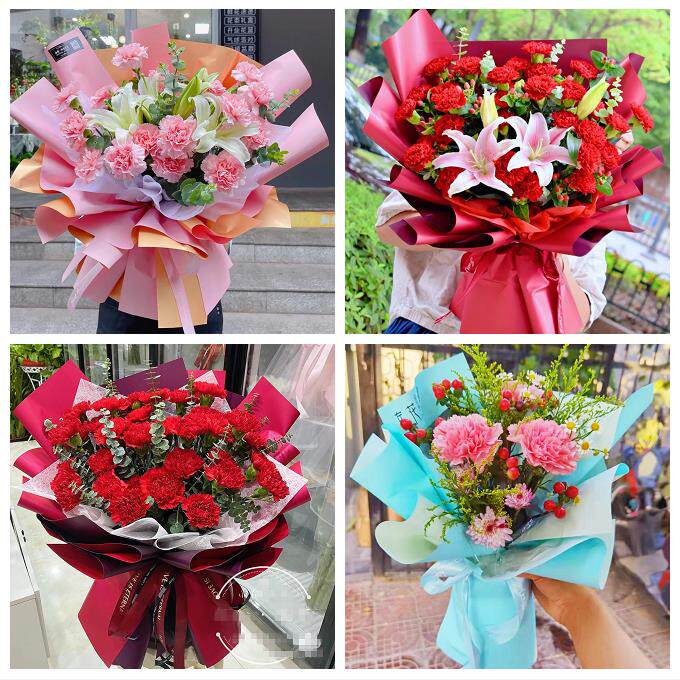 送鹰潭市月湖区余江县贵溪市同城鲜花店38节康乃馨百合花束送长辈