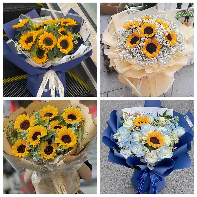吉林松原市宁江区前郭尔罗斯县同城鲜花店学生高考向日葵玫瑰花束