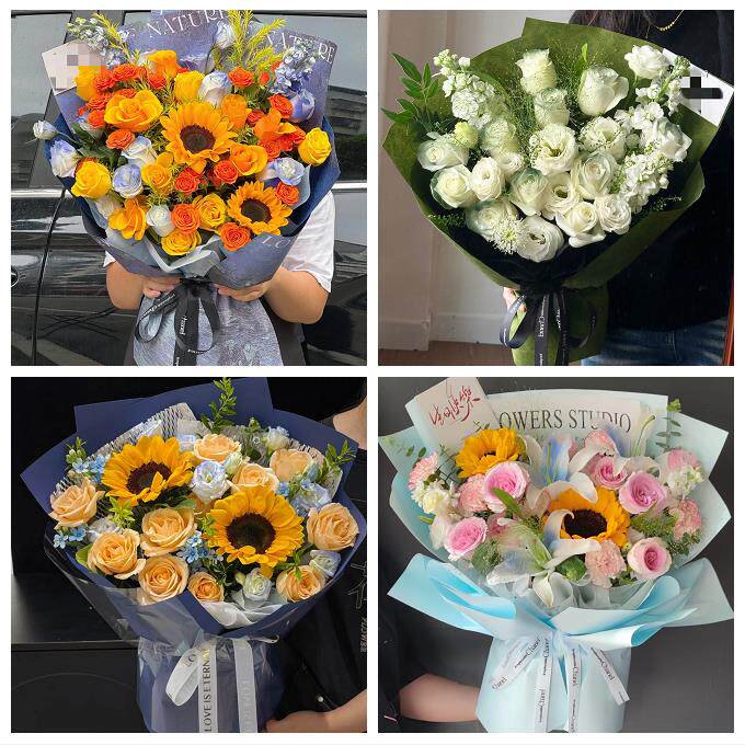 向日葵玫瑰混搭花束送朋友送武汉市武昌区青山区洪山区同城鲜花店