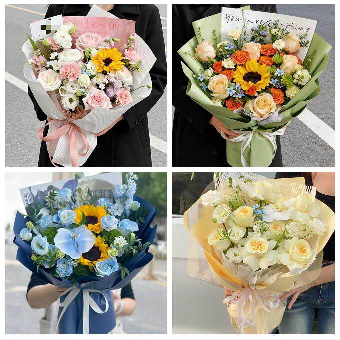 向日葵玫瑰混搭花束送朋友送济南市历下区市中区槐荫区同城鲜花店