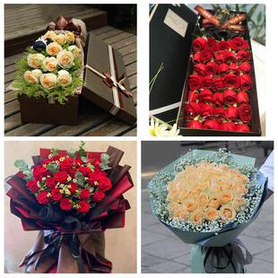 黑龙江牡丹江市东安阳明爱民区同城鲜花店送11朵33枝玫瑰表白女友