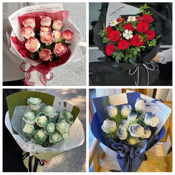 上海市静安区曹家渡天目西路同城鲜花店送卡布碎冰蓝玫瑰生日花束