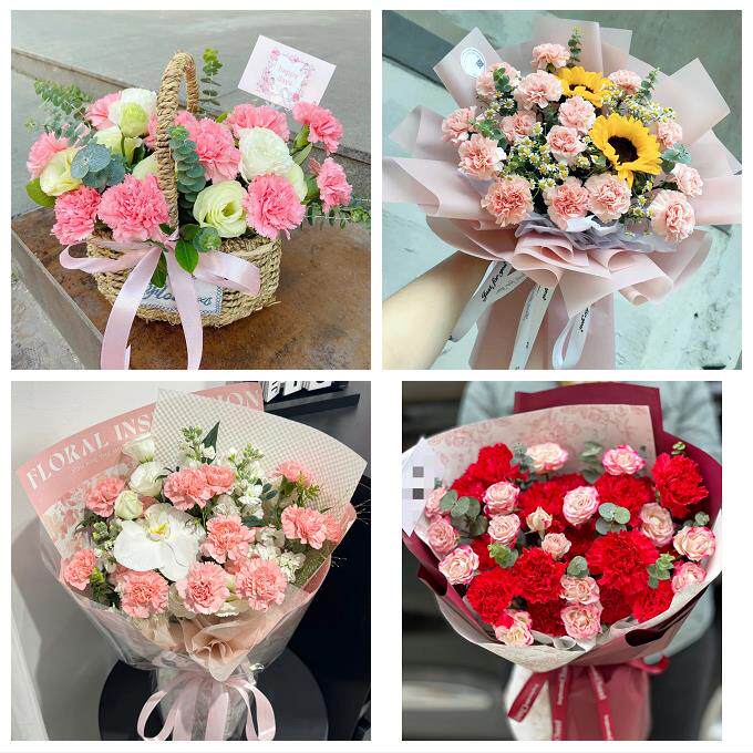 烟台市蓬莱招远栖霞市海阳市同城鲜花店38节康乃馨百合花束送长辈