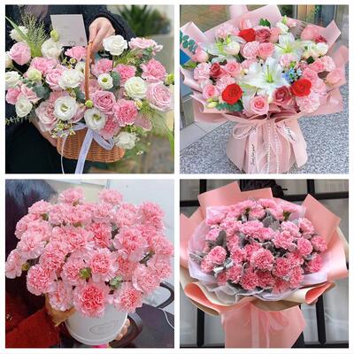 送上海市普陀区甘泉路石泉路同城鲜花店配送教师节康乃馨百合花束