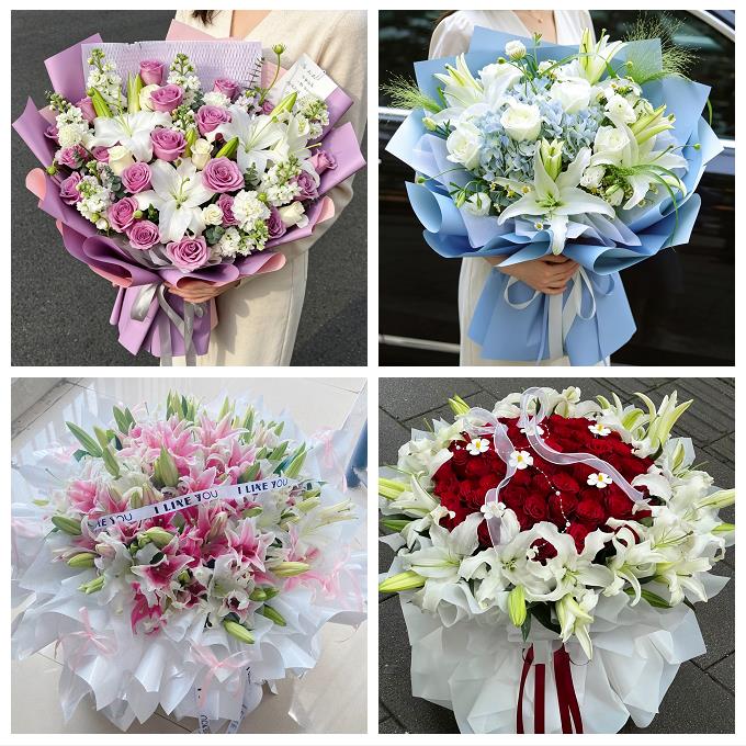 宁夏省吴忠市同心县青铜峡市同城鲜花店玫瑰百合花束送老婆女朋友