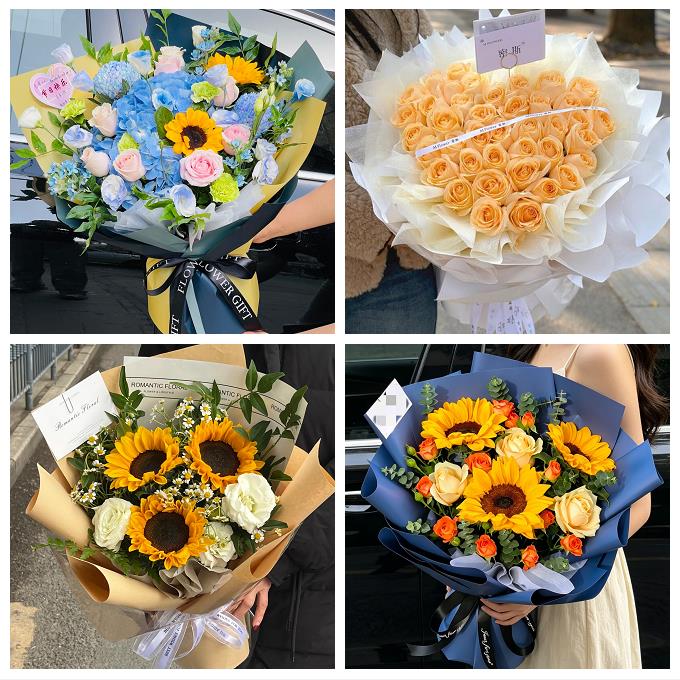 衡水市饶阳安平县故城县景县同城鲜花店送男士朋友向日葵玫瑰花束
