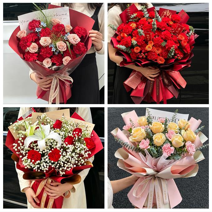送徐州市鼓楼区云龙区贾汪区同城鲜花店送康乃馨百合长辈生日花束