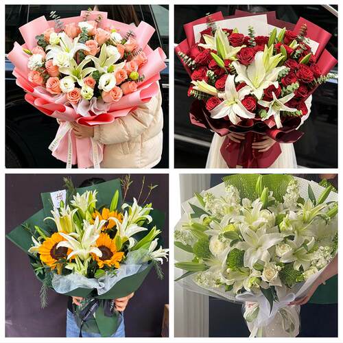 珠海香洲斗门金湾金唐南湾区同城鲜花店玫瑰百合花束送老婆女朋友