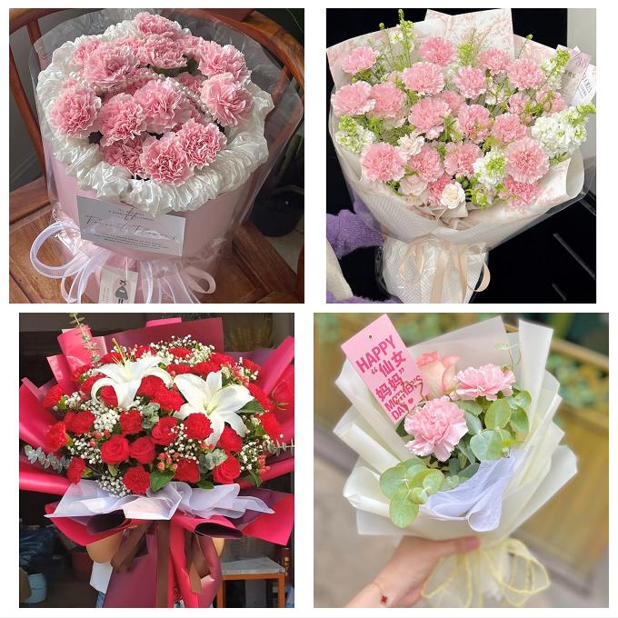 送南京市江宁区溧水区高淳区同城花店康乃馨百合鲜花束送长辈生日