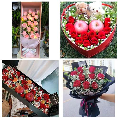 河南信阳市潢川县淮滨县息县同城鲜花店送女朋友闺蜜圣诞玫瑰礼盒