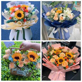 北京市丰台区和义花乡南苑地区同城鲜花店学生高考向日葵玫瑰花束