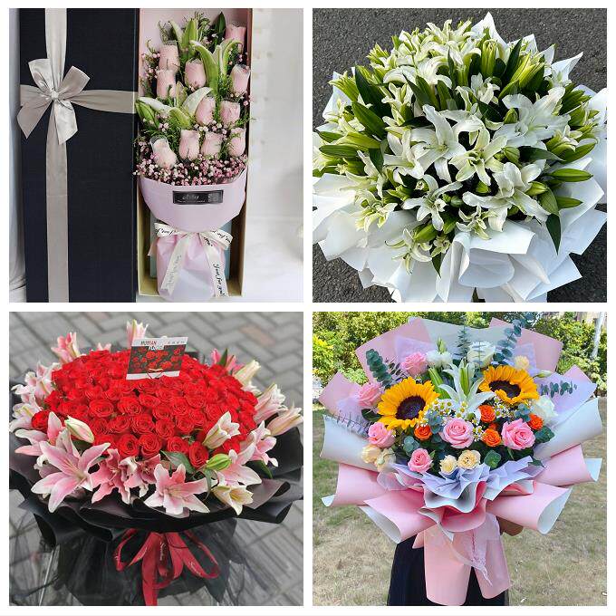 宝鸡市渭滨金台陈仓区凤翔县同城鲜花店送闺蜜女朋友百合玫瑰花束