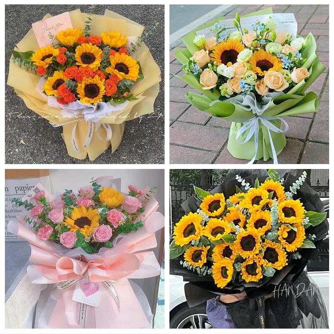 陕西咸阳市三原泾阳礼泉县乾县同城鲜花店向日葵玫瑰混搭生日花束