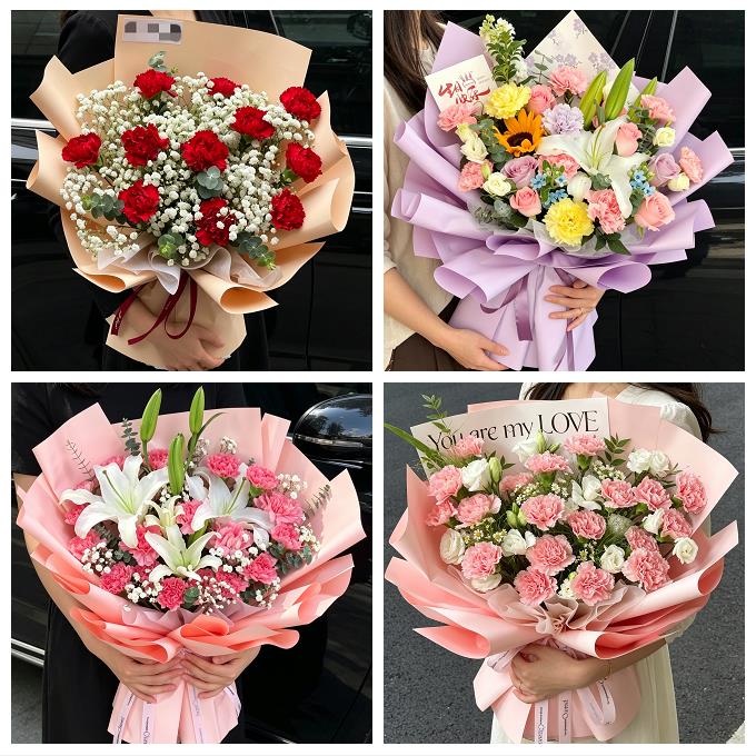 北京大兴区亦庄黄村旧宫瀛海同城鲜花店送康乃馨百合长辈生日花束