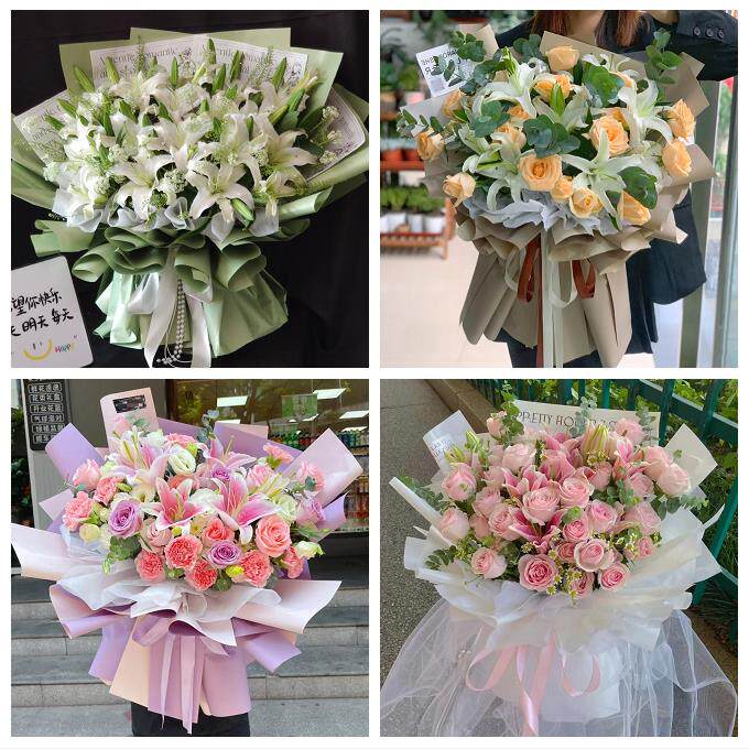 无锡市锡山惠山滨湖区梁溪区同城鲜花店送闺蜜女朋友百合玫瑰花束
