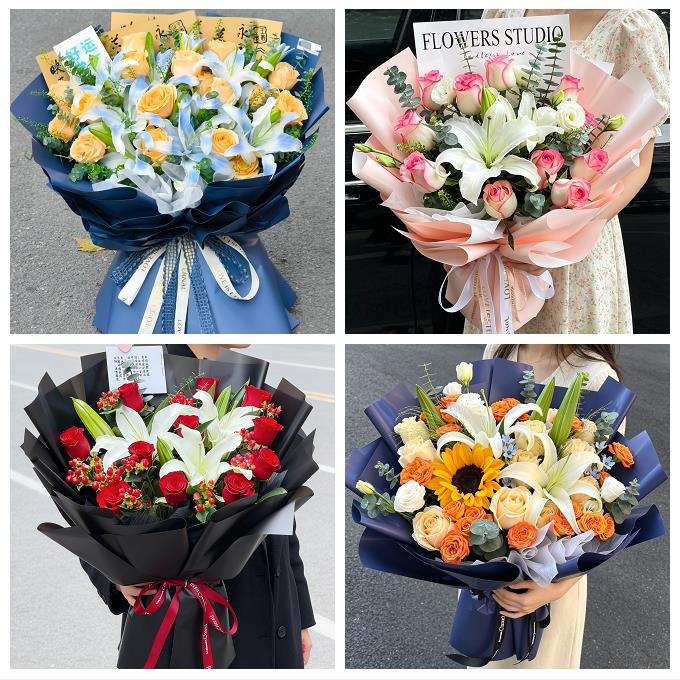 四川遂宁市射洪县大英县附近同城鲜花店玫瑰百合花束送老婆女朋友