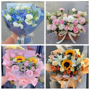 黄冈市黄州区团风红安罗田县同城鲜花店玫瑰向日葵绣球送朋友生日