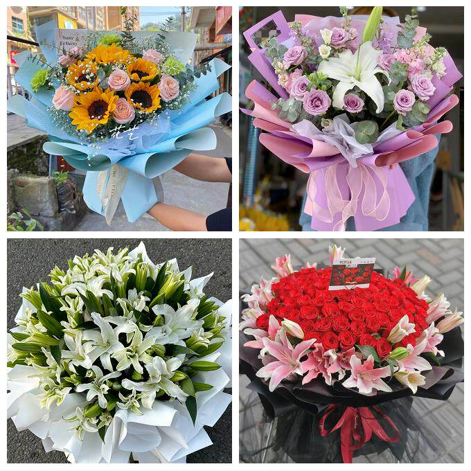 宁夏省吴忠市同心县青铜峡市同城鲜花店送闺蜜女朋友百合玫瑰花束
