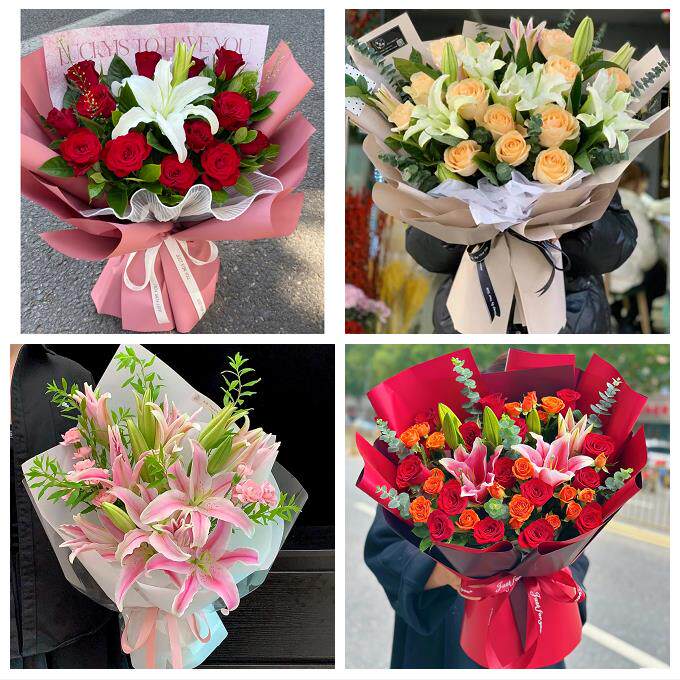 北京市大兴区黄村兴丰林校路街同城鲜花店送玫瑰百合花束老婆生日